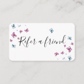 美しいピンクと青の蝶の紹介カード 名刺 (正面)