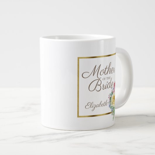美しいピンクと黄色のフローラマザー花嫁 ジャンボコーヒーマグカップ (正面右)