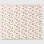 美しいピンクと黄色の水色の花 ラッピングペーパー (フラット)