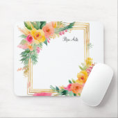 美しいピンクと黄色 マウスパッド (マウス)