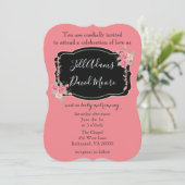 美しいピンクと黒結婚色 招待状 (スタンド正面)