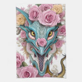 美しいピンクのお洒落龍の頭のポートレート キッチンタオル (縦)