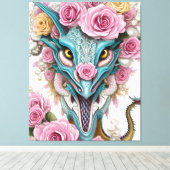 美しいピンクのお洒落龍の頭のポートレート キャンバスプリント (インサイチュ (ウッドフロア))