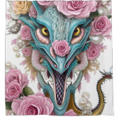 美しいピンクのお洒落龍の頭のポートレート シャワーカーテン (正面)