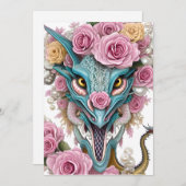 美しいピンクのお洒落龍の頭のポートレート シーズンカード (正面/裏面)