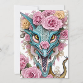 美しいピンクのお洒落龍の頭のポートレート シーズンカード