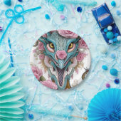 美しいピンクのお洒落龍の頭のポートレート ペーパープレート (パーティー)