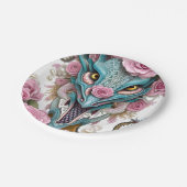 美しいピンクのお洒落龍の頭のポートレート ペーパープレート (アングル)