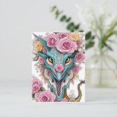 美しいピンクのお洒落龍の頭のポートレート ポストカード (スタンド正面)