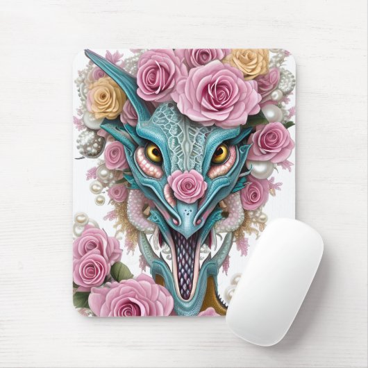 美しいピンクのお洒落龍の頭のポートレート マウスパッド (マウス)