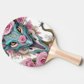 美しいピンクのお洒落龍の頭のポートレート 卓球ラケット (横)