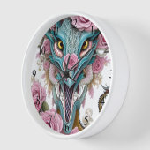 美しいピンクのお洒落龍の頭のポートレート 壁時計 (傾斜)