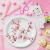 美しいピンクのさくらんぼの木の花 ペーパープレート (パーティー)