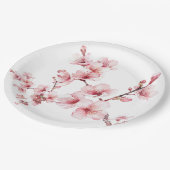 美しいピンクのさくらんぼの木の花 ペーパープレート (アングル)