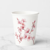 美しいピンクのさくらんぼの木の花 紙コップ (裏面)