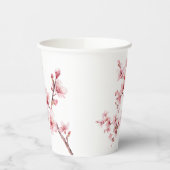 美しいピンクのさくらんぼの木の花 紙コップ (左)