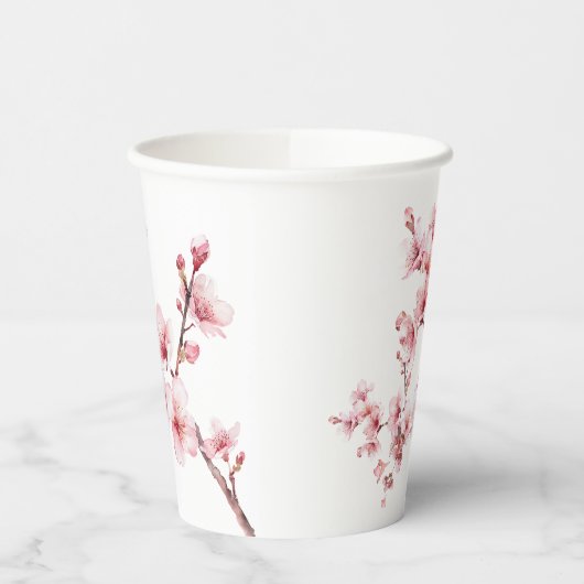 美しいピンクのさくらんぼの木の花 紙コップ (左)