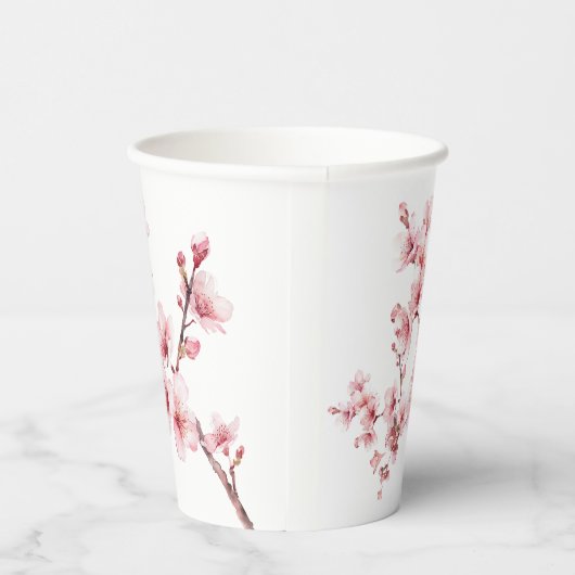 美しいピンクのさくらんぼの木の花 紙コップ (右)