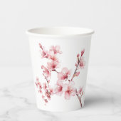 美しいピンクのさくらんぼの木の花 紙コップ (正面)