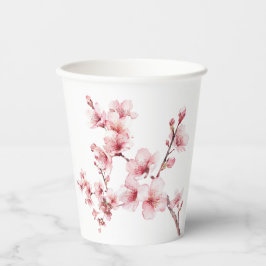 美しいピンクのさくらんぼの木の花 紙コップ