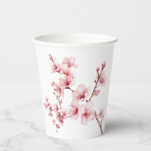 美しいピンクのさくらんぼの木の花 紙コップ (正面)