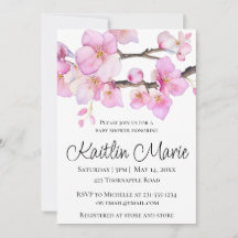 美しいピンクのさくらんぼ花の書道台本