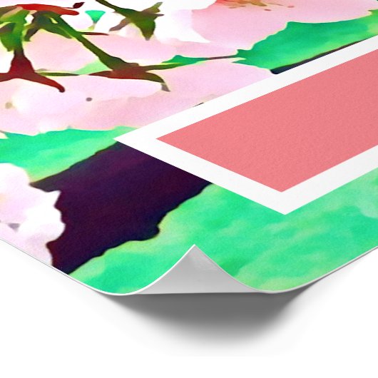 美しいピンクのさくらんぼ花日本の旅行 ポスター (角)