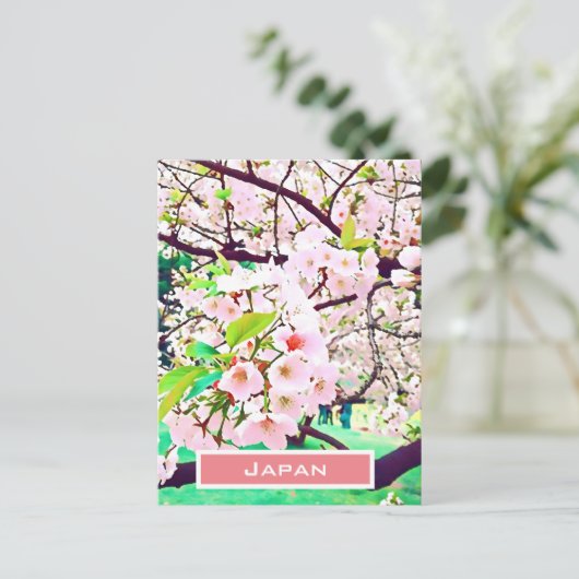 美しいピンクのさくらんぼ花日本の旅行 ポストカード (スタンド正面)