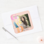 美しいピンクのはっきりしたフォント写真2024卒業 スクエアシール (封筒)