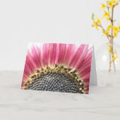 美しいピンクのひまわりグリーティングカード カード (黄色い花)