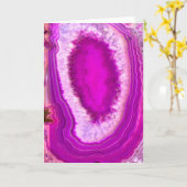 美しいピンクのアゲートのグリーティングカード カード (黄色い花)