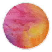 美しいピンクのオレンジ色の黄色の水色のネクタイ – 染料 セラミックノブ (正面)