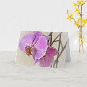 美しいピンクのオーキッドフラワーアートノートカード カード (黄色い花)