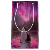 美しいピンクのカスタムなシャチのシャチのギフトバッグ スモールペーパーバッグ (正面)