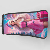 美しいピンクのクリスマスガール01 ゴルフヘッドカバー (正面)