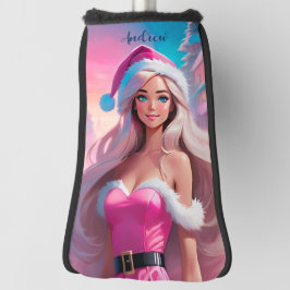 美しいピンクのクリスマスガール01 ゴルフヘッドカバー