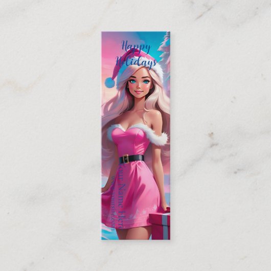 美しいピンクのクリスマスガール01 スキニー名刺 (正面)