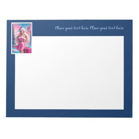 美しいピンクのクリスマスガール01 ノートパッド (正面)