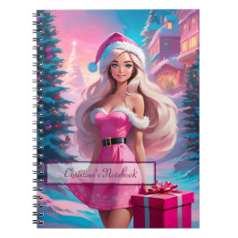 美しいピンクのクリスマスガール01 ノートブック