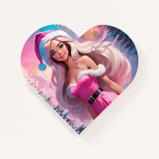 美しいピンクのクリスマスガール01 ノートブック (正面)