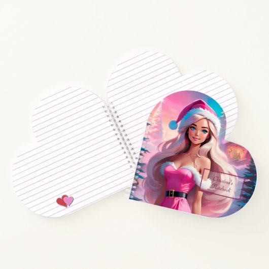 美しいピンクのクリスマスガール01 ノートブック (内部)