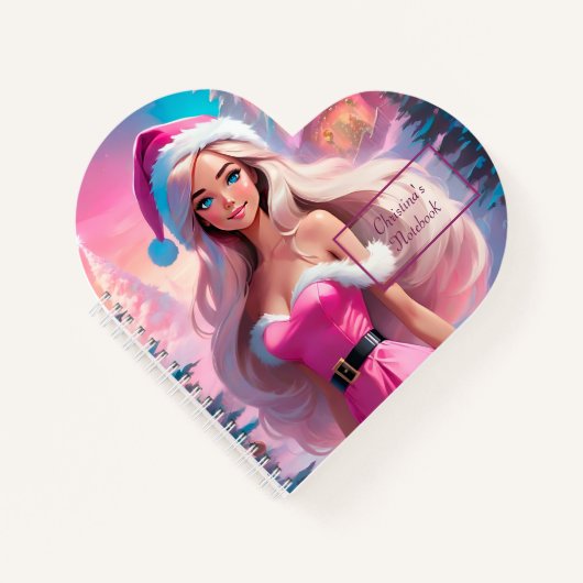 美しいピンクのクリスマスガール01 ノートブック (正面)