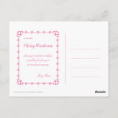 美しいピンクのクリスマスガール01 ポストカード (裏面)