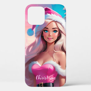 美しいピンクのクリスマスガール01 iPhone 12 PROケース