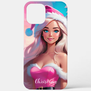 美しいピンクのクリスマスガール01 iPhone 12 PRO MAX ケース