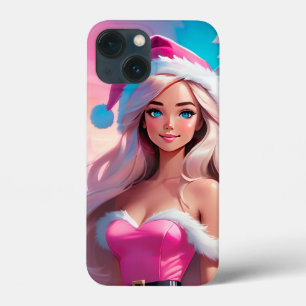 美しいピンクのクリスマスガール01 iPhone 13 MINIケース
