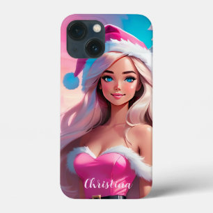 美しいピンクのクリスマスガール01 iPhone 13 MINIケース