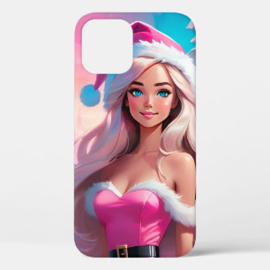 美しいピンクのクリスマスガール01 iPhone 12 PROケース