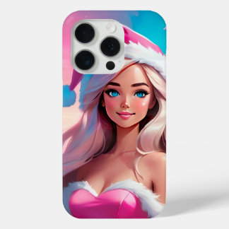 美しいピンクのクリスマスガール01 iPhone 15 PROケース