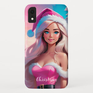 美しいピンクのクリスマスガール01 iPhone XRケース